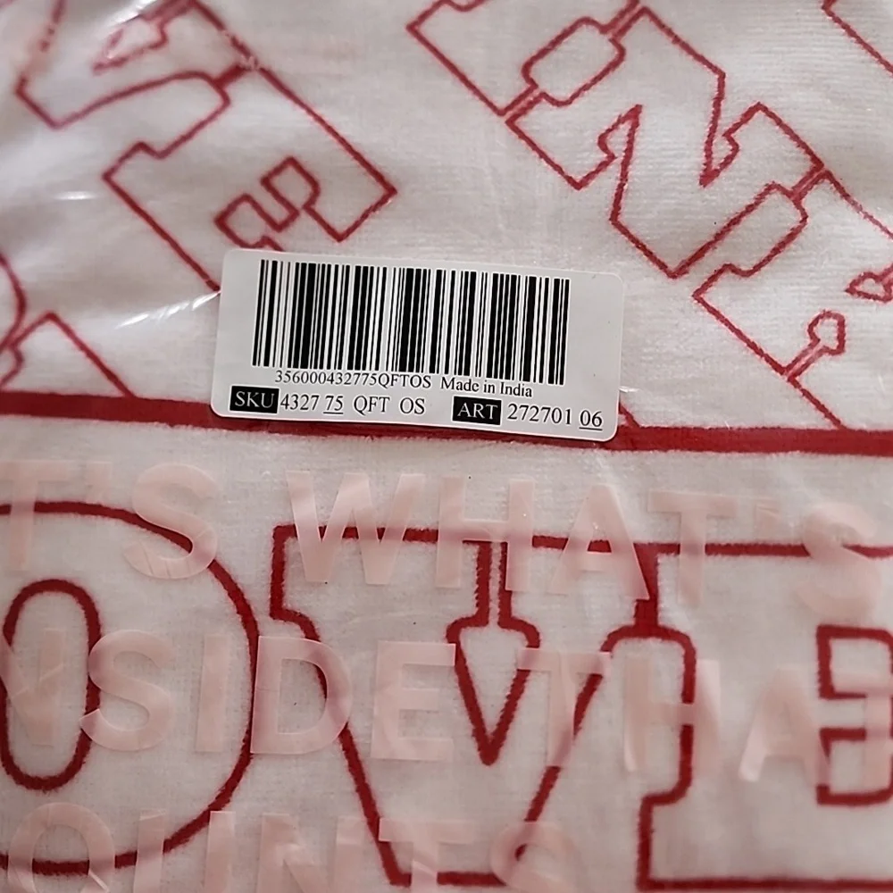 PINK White & Red Logo Beach Towel